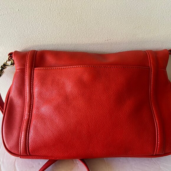 $495 TORY BURCH AMANDA FOLDOVER LEATHER CROSSBODY BAG FLAME RED - Picture 5 of 10